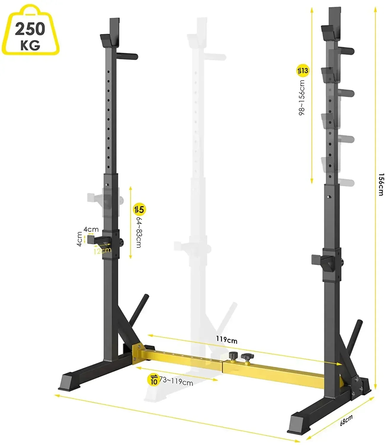 Rack Squat Réglable Multifonction Pro — 250kg