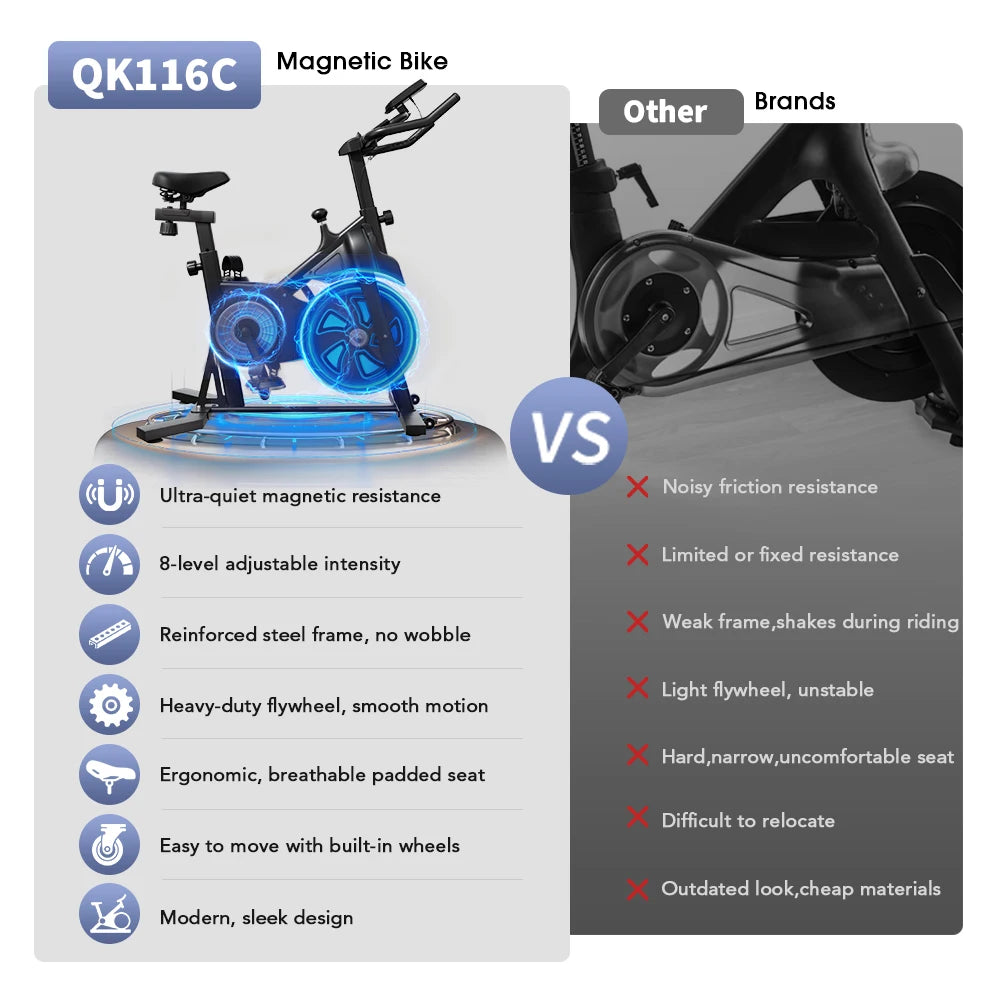 Vélo d'Appartement Magnétique Pro 12kg — 100 Niveaux